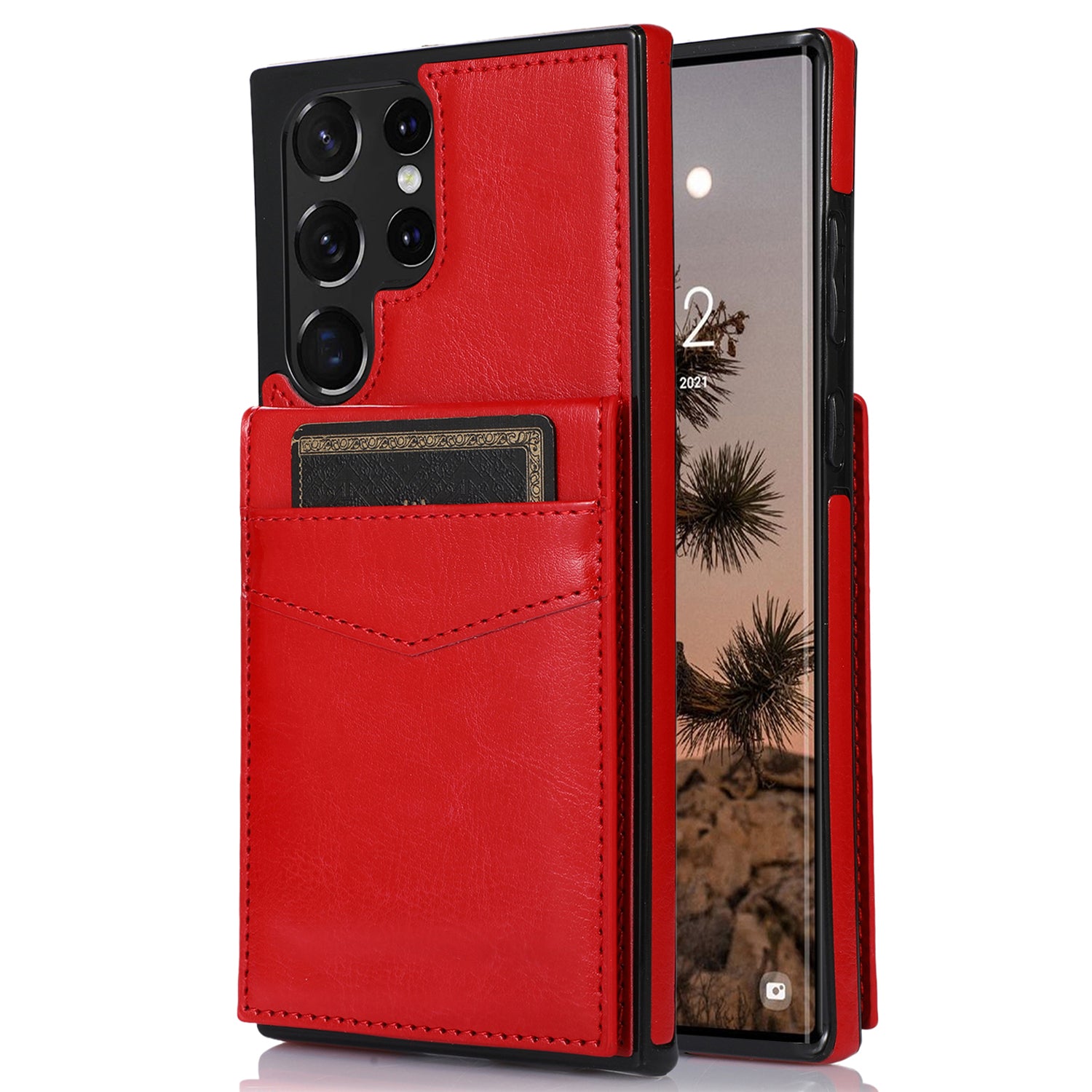 Pouzdro na stojan pro Samsung Galaxy S23 Ultra Sloty na karty PU Leather Coated TPU Phone Coyr Pouzdro na stojan pro Samsung Galaxy S23 Ultra Sloty na karty PU Leather Coated TPU Phone Coyr